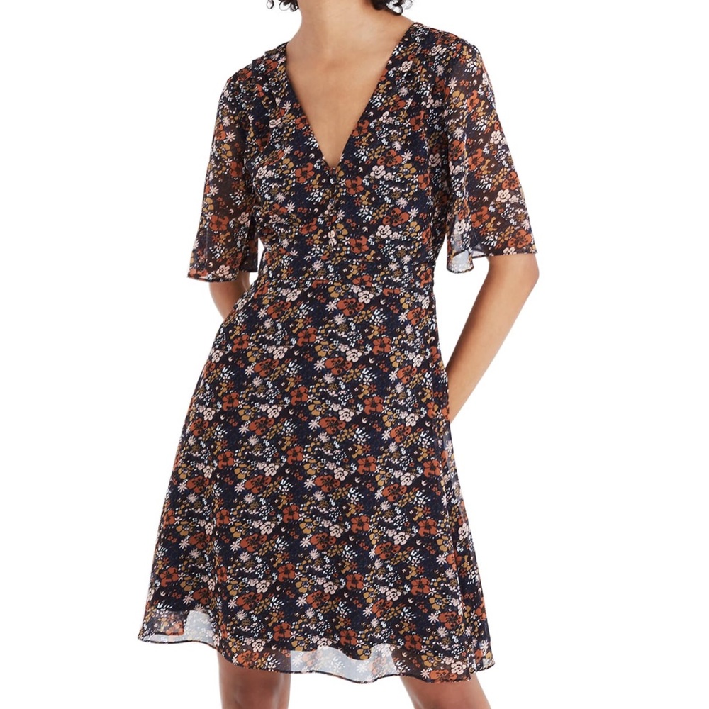 Madewell Orchard Flutter Sleeve Floral Dress